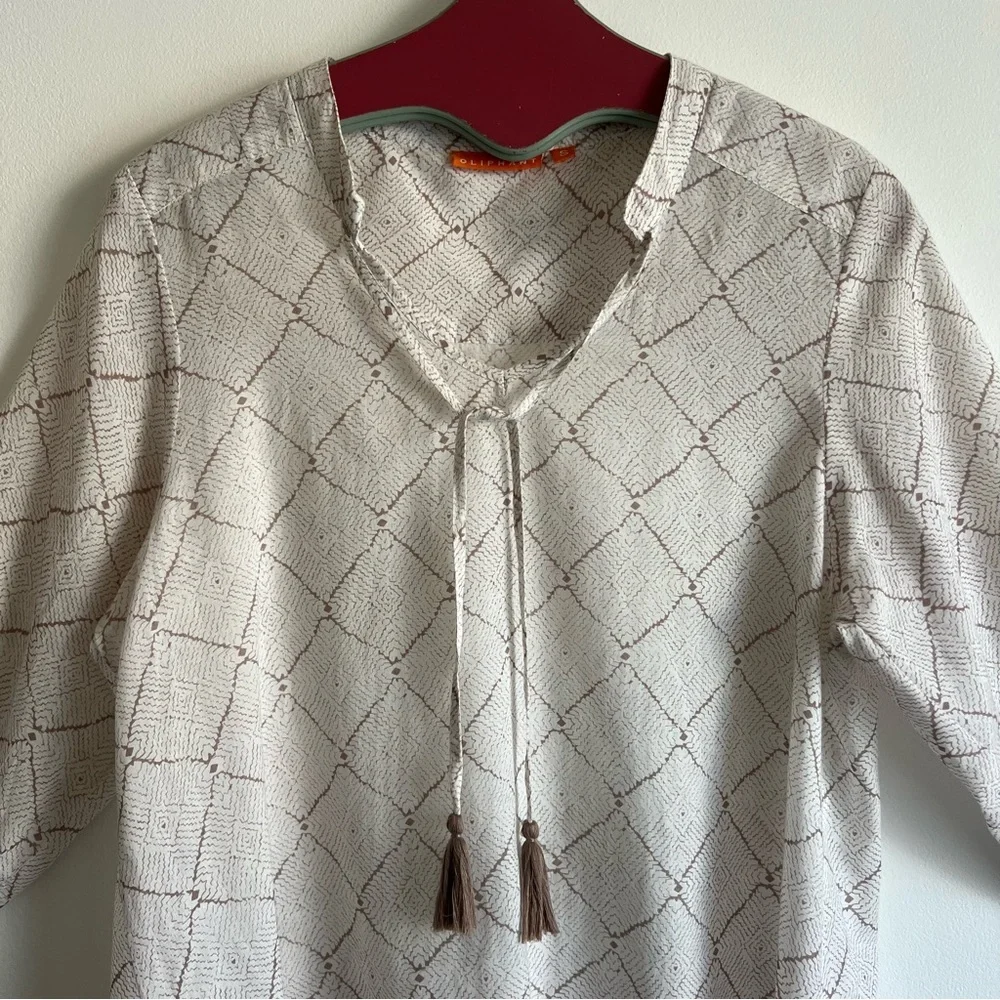 Oliphant Cotton Voile Tunic Top in Trellis Print